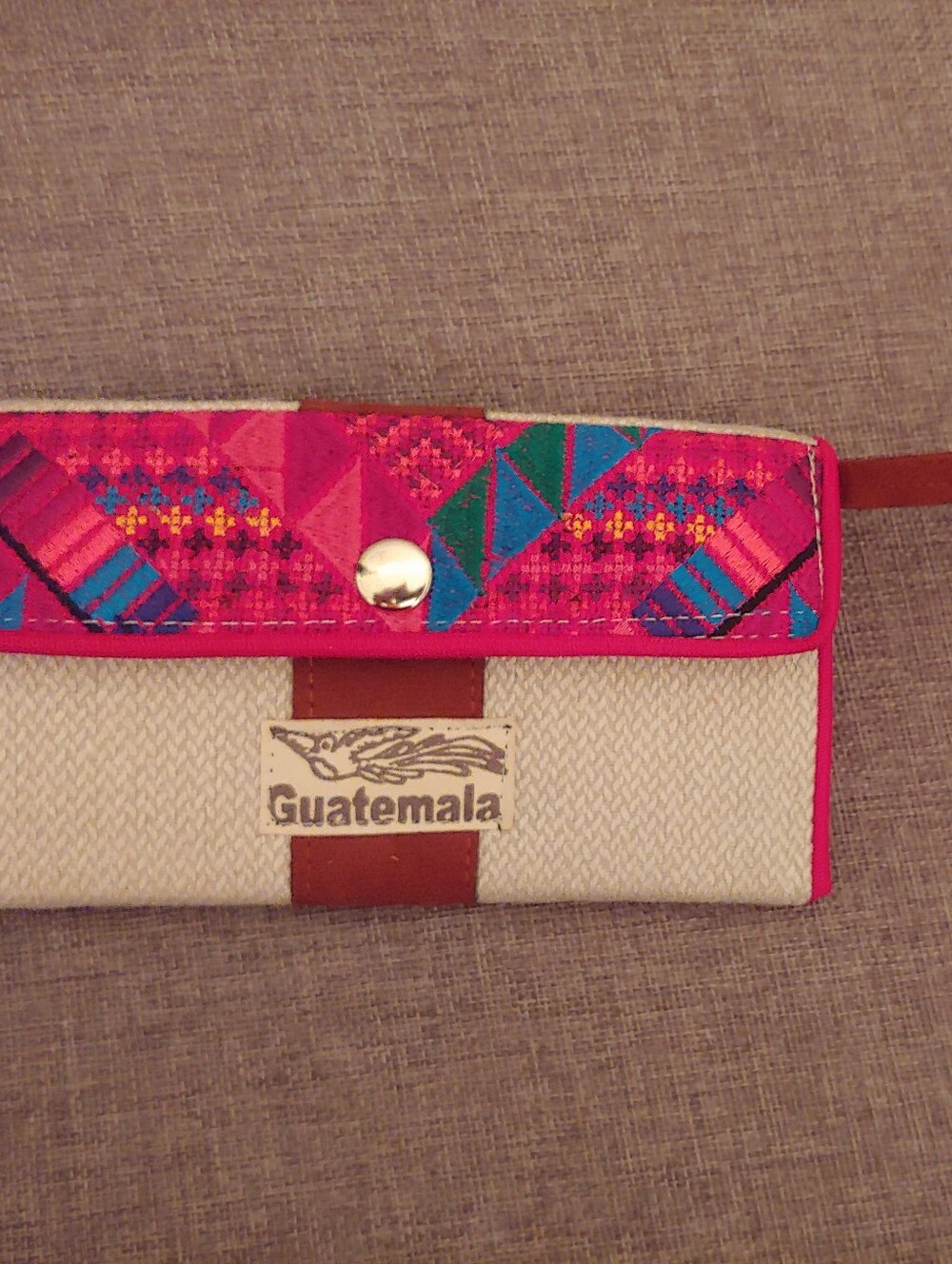 Guatemala Handwoven Pink and Multicolor Embroidered Clutch Wallet